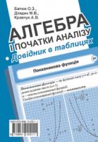 Батюк Олег Зіновійович, Кравчук Андрій Васильович, Дзядик Марія Володимирівна Алгебра і початки аналізу.Стереометрія.Довідник в таблицях для підготовки до ЗНО. 2019 978-966-10-0511-1
