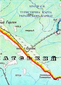 Краузе С.В. Туристична карта Українських Карпат 