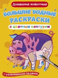  Большие водные раскраски с цветным контуром. Домашние животные 978-966-987-741-3