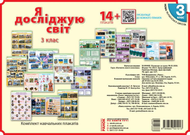 НУШ Я досліджую світ. 3 клас. Комлект навчальних плакатiв